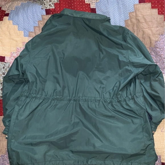 vintage 90s atmosphere fleece shell jacket pair M/L plaid green purple navy grid - Picture 7 of 10